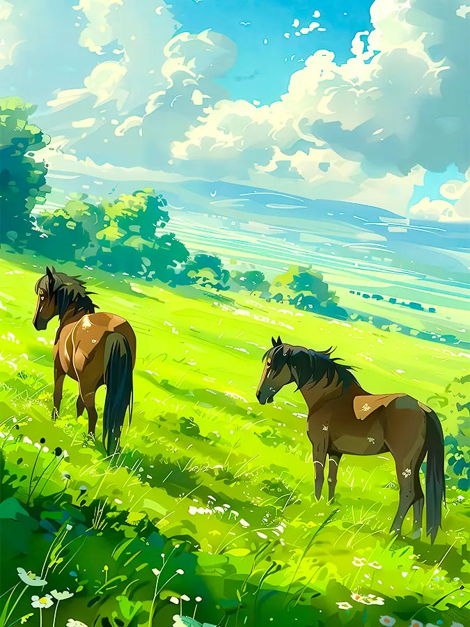Horses on the hillside