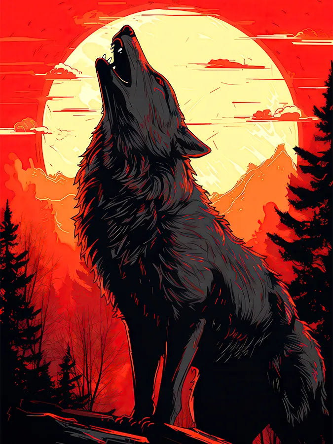 Howl under the crimson Moon | Wolf