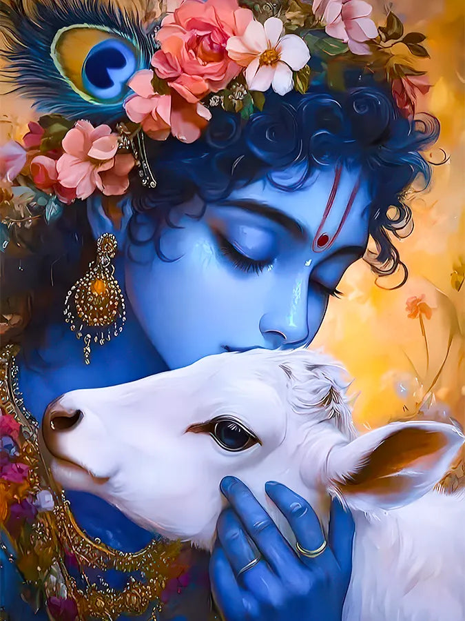 Krishna with Kamadhenu: Abundance and Grace
