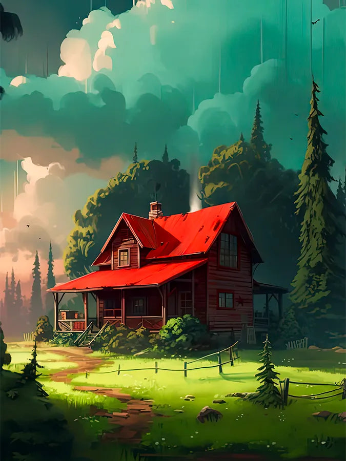 Red Cottage in the Dark Grove | Nature | Scenery