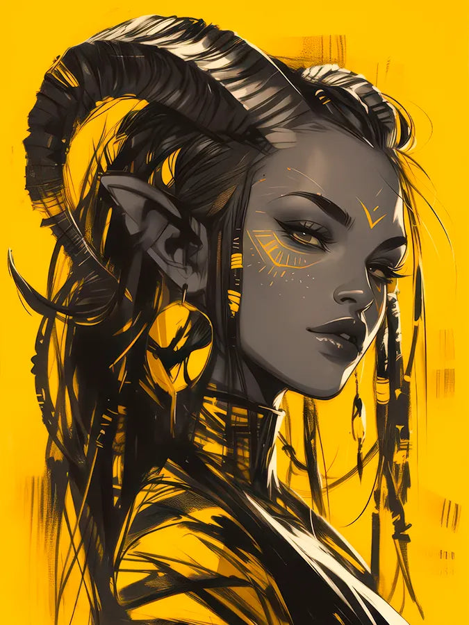 Signature Series #18 | Dark Devil Girl | Yellow Neon