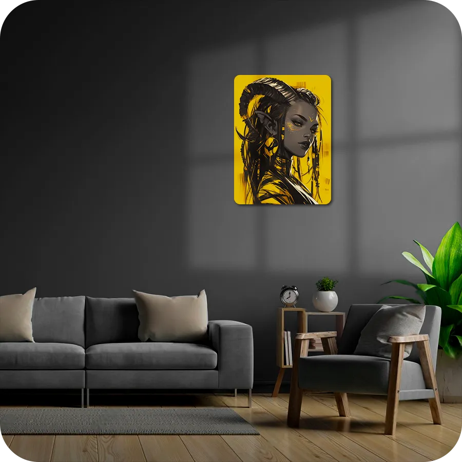 Signature Series #18 | Dark Devil Girl | Yellow Neon