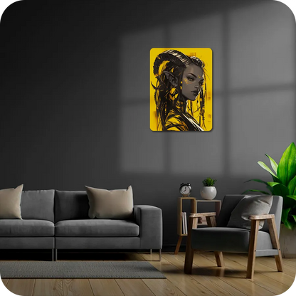 Signature Series #18 | Dark Devil Girl | Yellow Neon